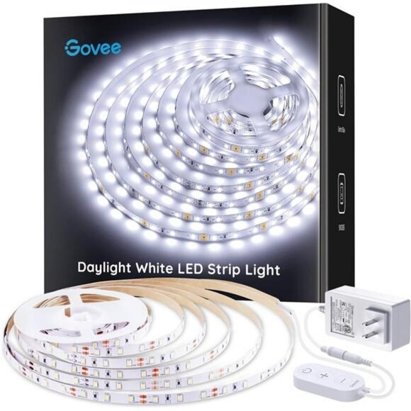 White LED Strip Lights 16ft Bright Dimmable Adhesive Lights for Room Cabinet - Picture 1 of 7